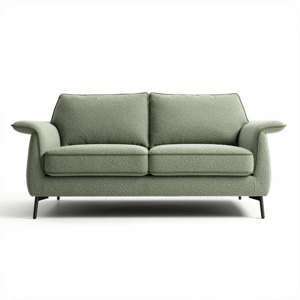 Green upholstered two-seater sofa with metal legs 180 x 80 x 85cm