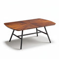 Wooden coffee table with black metal legs rectangular design 130 x 80 x 40cm