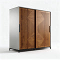 Wooden and metal storage cabinet with sliding doors 180 x 120 x 50cm