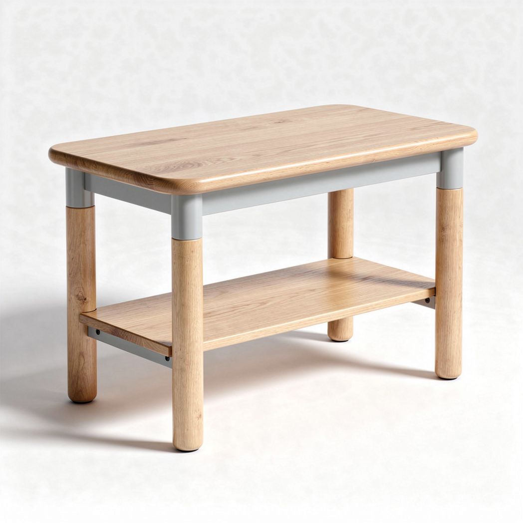 Wood and metal coffee table with storage shelf 100 x 50 x 45cm