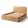 Wooden bed frame with storage drawers and slatted base in natural finish 200 x 160 x 100cm