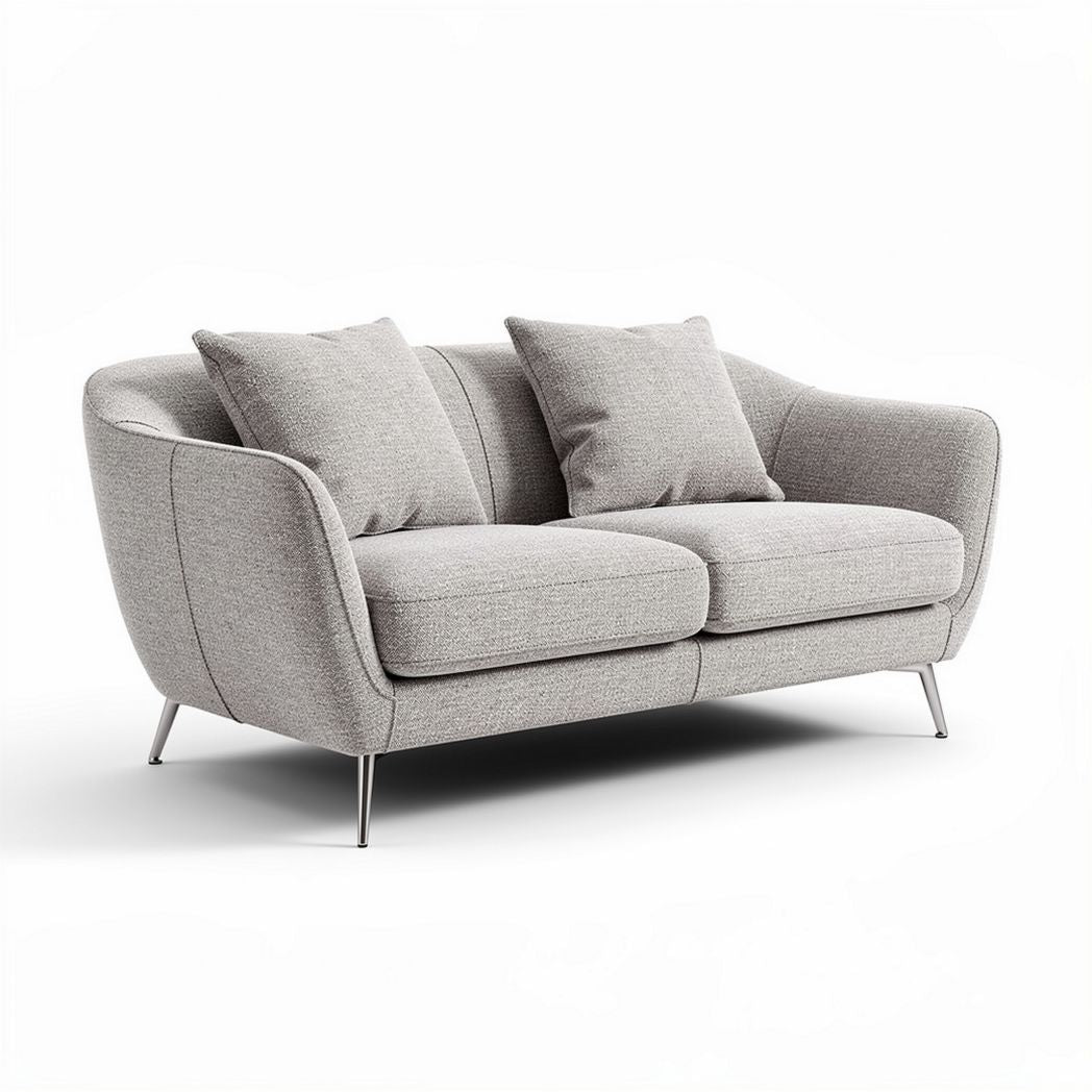 Two-seater fabric sofa with removable cushions in light gray 180 x 90 x 80cm