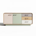 Multicolor wooden sideboard with storage drawers and cabinet 80 x 40 x 45cm